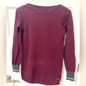 RootsPullover Crew Long Sweater Purple Burgundy Size XS Womens Cabin Relaxed